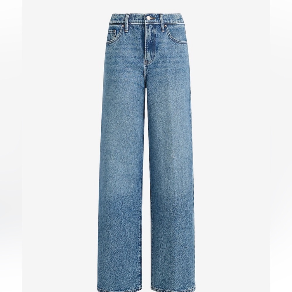 Express High Waisted Light Wash 50/50 Rigid Wide Leg Jeans NWT *Medium Wash*